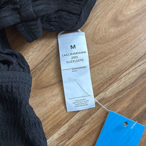 Cupshe Deep Plunge Back-Tie One-Piece Black Size M NWT - Picture 3 of 4